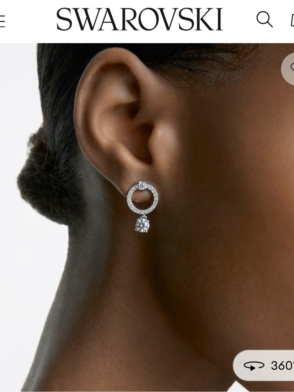 Swarovski Silver Crystal Circle Drop Earrings with Clear Stones
